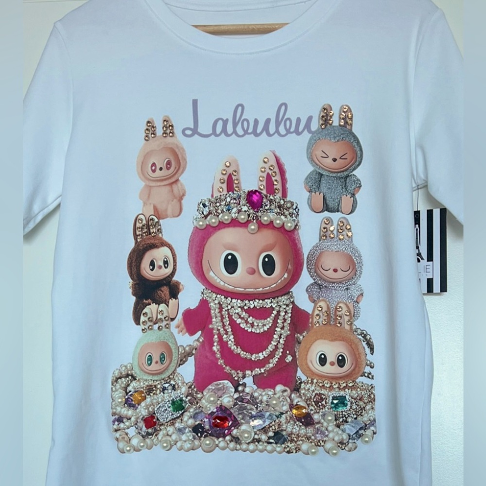 LABUBU Gems Family Tee Shirt Embellished 
High quality Size Medium